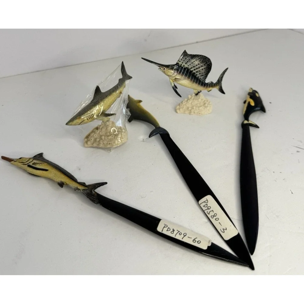 Lot of‎ 5 Vintage Lacquer Painted Fish Letter Openers And Figurines 8